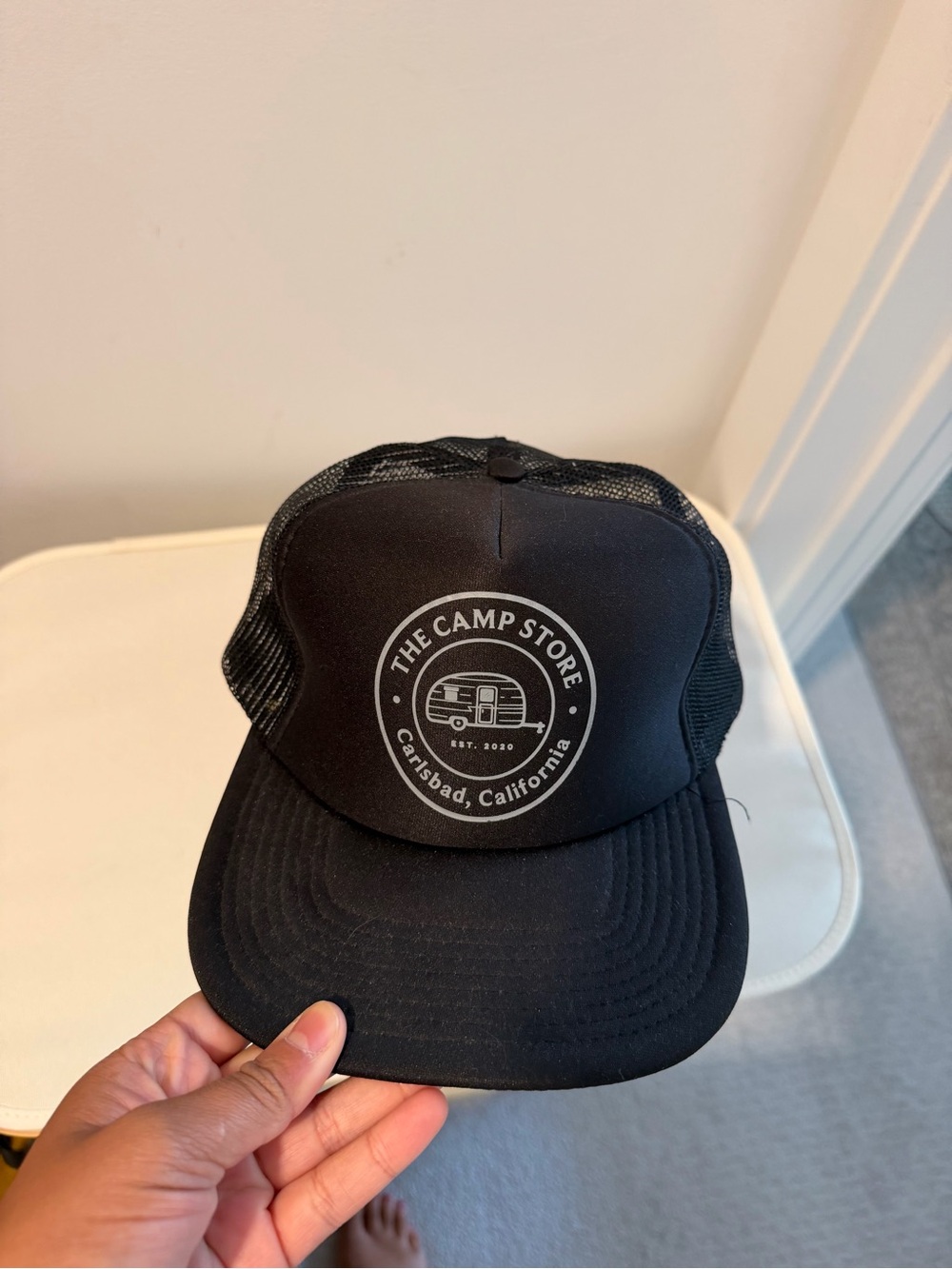 The Camp Store Black Mesh Trucker Hat - Carlsbad California